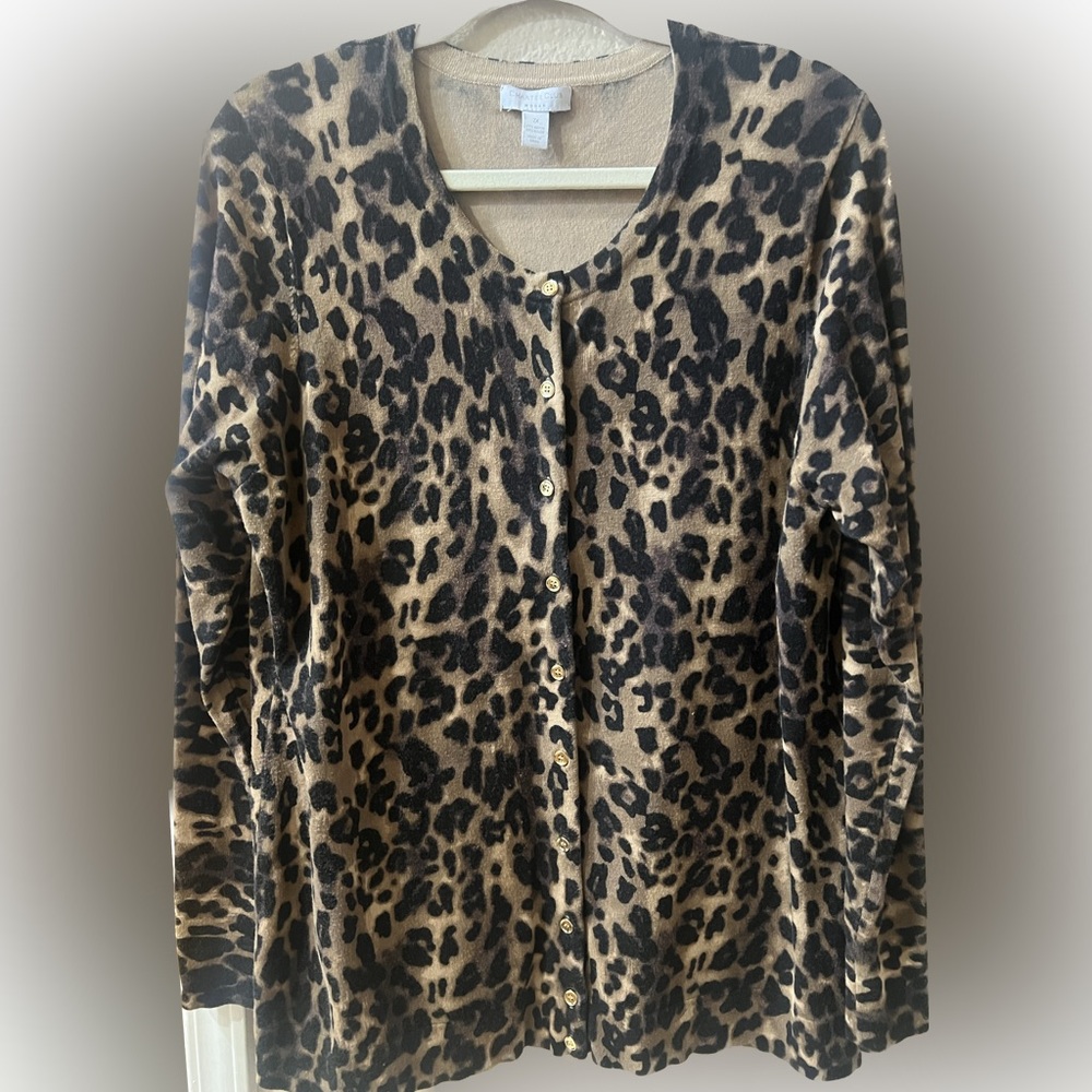 #45 2X Women’s Cardigan Sweater Animal Print